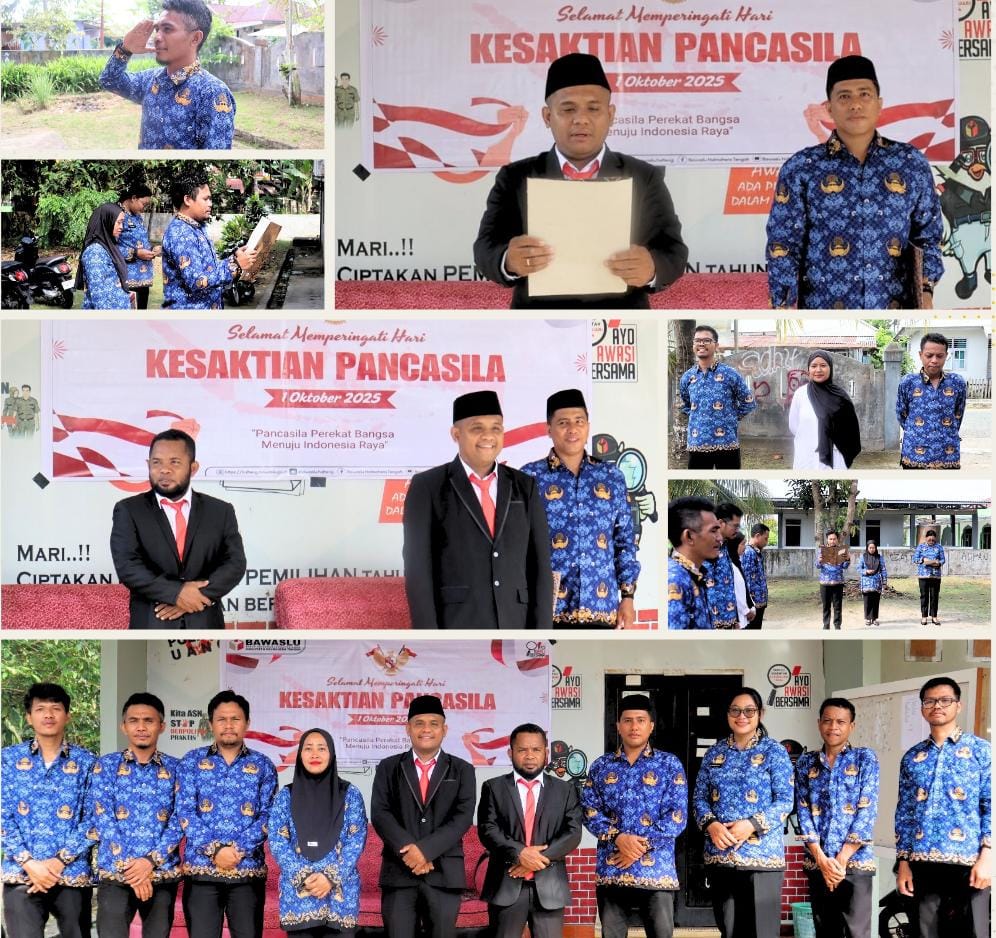 Badan Pengawas Pemilihan Umum Kabupaten Halmahera Tengah menggelar Upacara Peringatan Hari Kesaktian Pancasila di halaman Sekretariat Bawaslu Halteng, pada Rabu (01/10/2025)/Foto: Publikasi dan Pemberitaan Bawaslu Halmahera Tengah